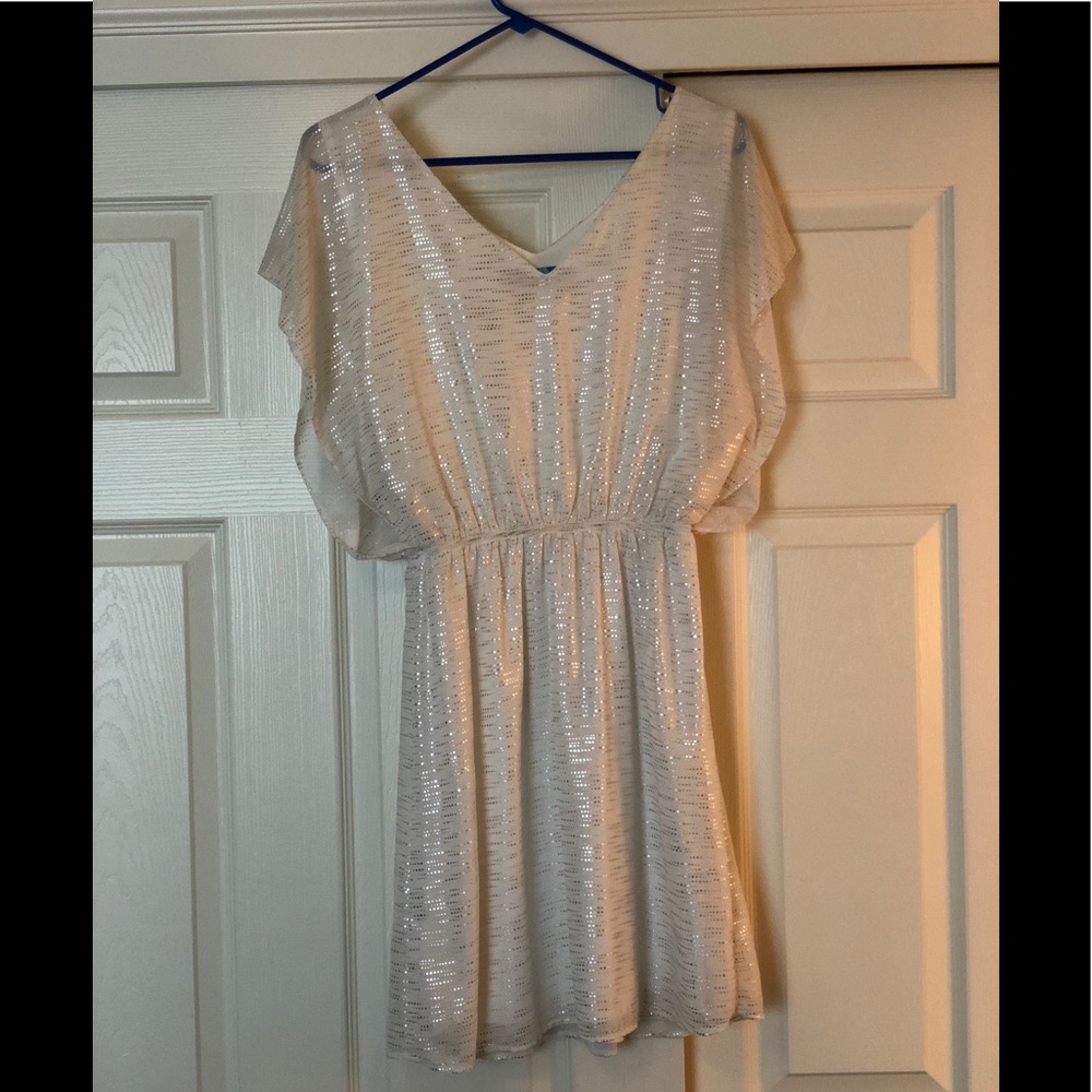 Flirty white and silver short dress by Buttons